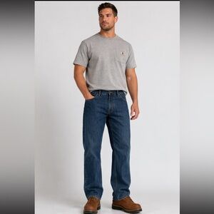 Carhartt Relaxed Fit Straight Leg Blue Denim Work Jeans 36x32